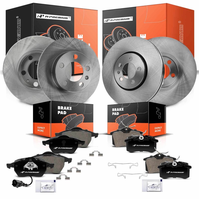 A-Premium Front & Rear Disc Brake Rotors & Ceramic Pads for VW Jetta Golf Beetle
