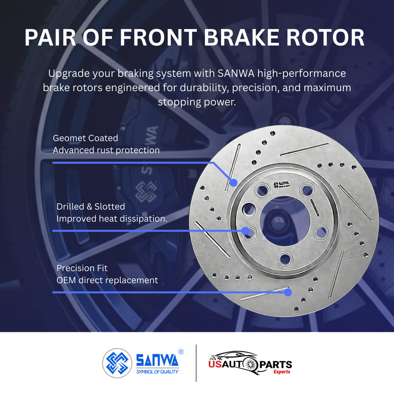 PAIR OF FRONT BRAKE ROTOR VENTED GEOMET COATED D&S KIT FOR VOLKSWAGEN AUDI 03-15 gallery