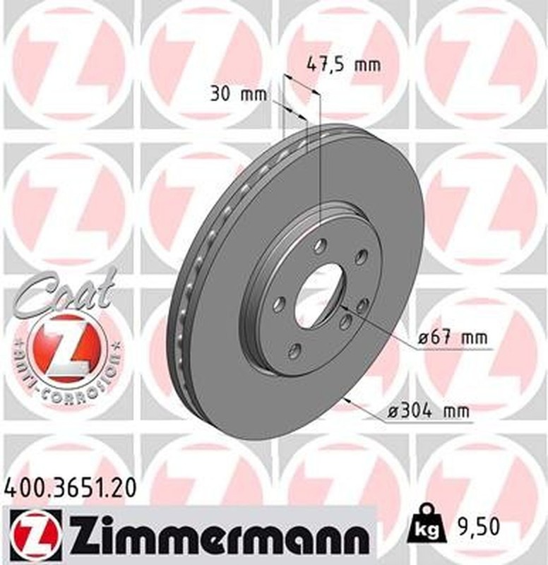 Zimmermann 400.3651.20 Standard Coat Z Disc Brake Rotor