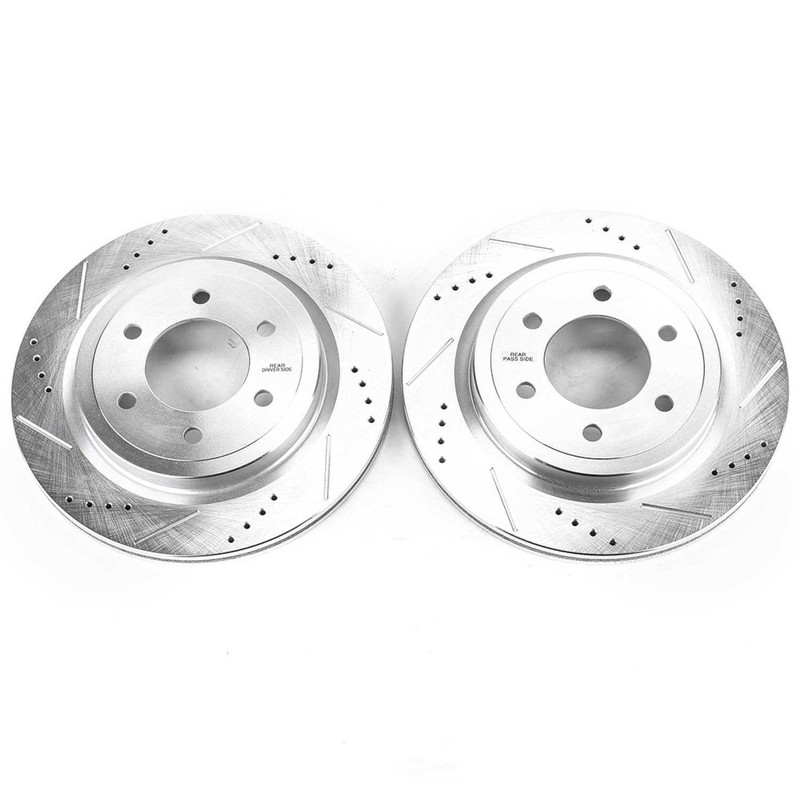 Disc Brake Rotor Set-Rear Drilled, Slotted and Zinc Plated Brake Rotor Pair