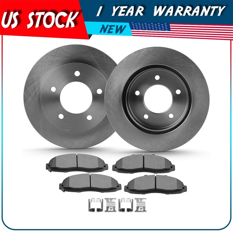 Front Brake Rotors Semi-metallic Pads For Ford F-150 1997-2003 4WD 5 Lug Wheels