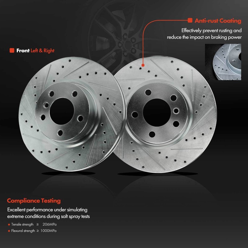 6Pcs Drilled Brake Rotor & Ceramic Brake Pad for BMW X3 F25 2011-2017 X4 Front gallery