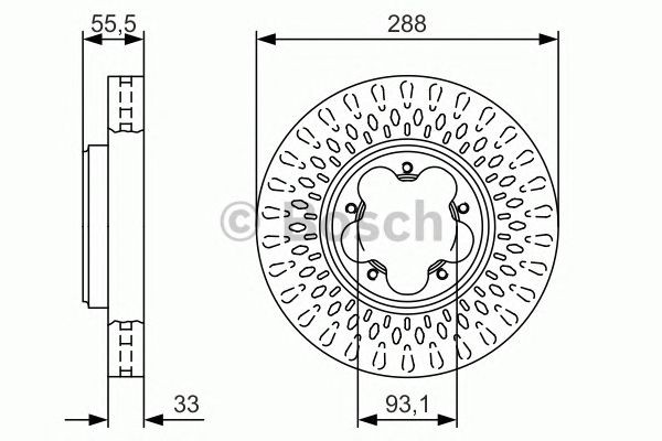 Bosch Brake Disc Front Diameter 288mm 93.1mm Vented 33mm 0986479A49