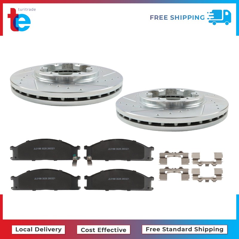 For Nissan Frontier Pathfinder D21 6x Front Drilled Brake Rotors & Ceramic Pads gallery