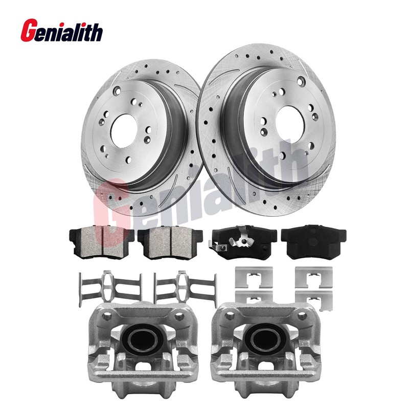 For 2.4L CR-V Honda 2012 2013 2014-2016 Rear Brake Calipers Rotors Ceramic Pads