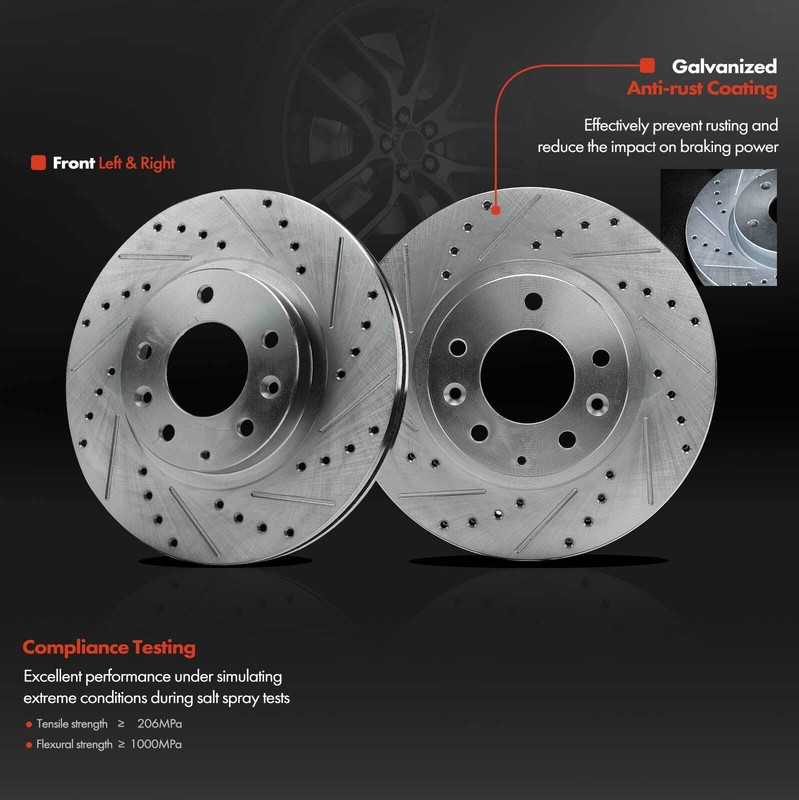 2Pcs Front LH & RH Drilled Brake Rotors for Mazda MX-5 Miata 2006-2015 289.8mm gallery