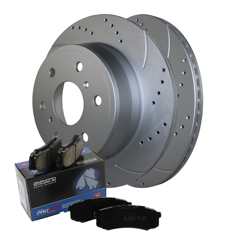 Rear Brake Kit Drilled 345mm Disc Akebono Ceramic Pad For Cadillac Chevrolet GMC
