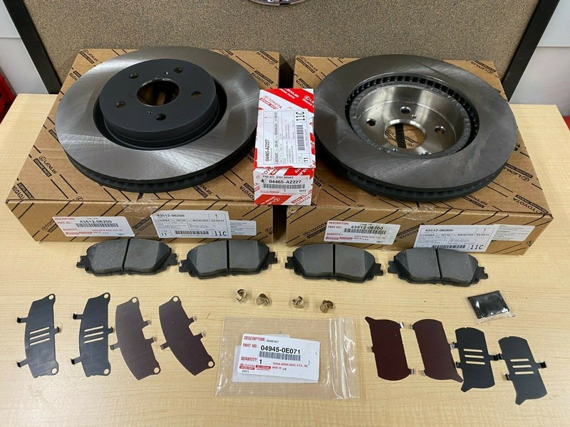 2019-2023 LEXUS ES350 GENUINE OEM NEW FRONT BRAKE KIT ROTORS TCMC PADS & SHIMS gallery