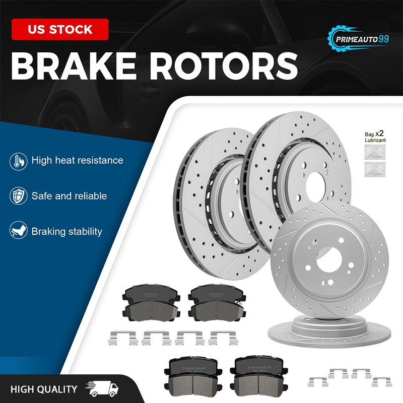 Front & Rear Drilled Disc Brake Rotors Ceramic Pads Kits for 2015-2020 Acura TLX