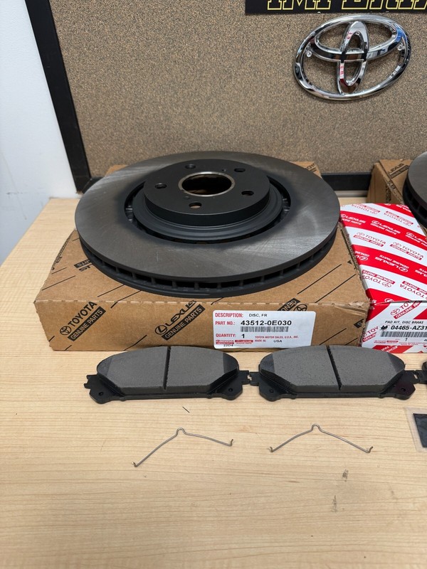 2010-2015 LEXUS RX350 RX450H OEM GENUINE FRONT BRAKE ROTORS, TCMC PADS & SHIMS gallery