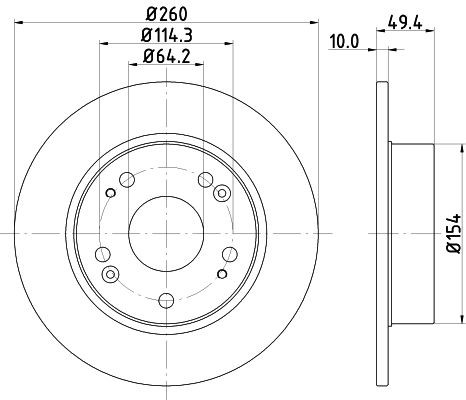 2x Rear Brake Disc Fits Honda Mintex MDC1721C Outer Ø 260mm Solid gallery