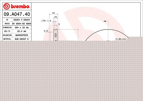 Brembo 09.A047.41 Brake Disc for Mini