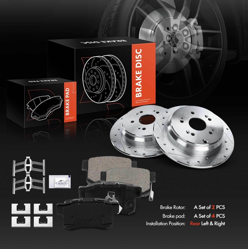 Rear Drilled Disc Brake Rotor & Brake Pads for Honda CR-V 05-16 Acura RDX 10-18 gallery
