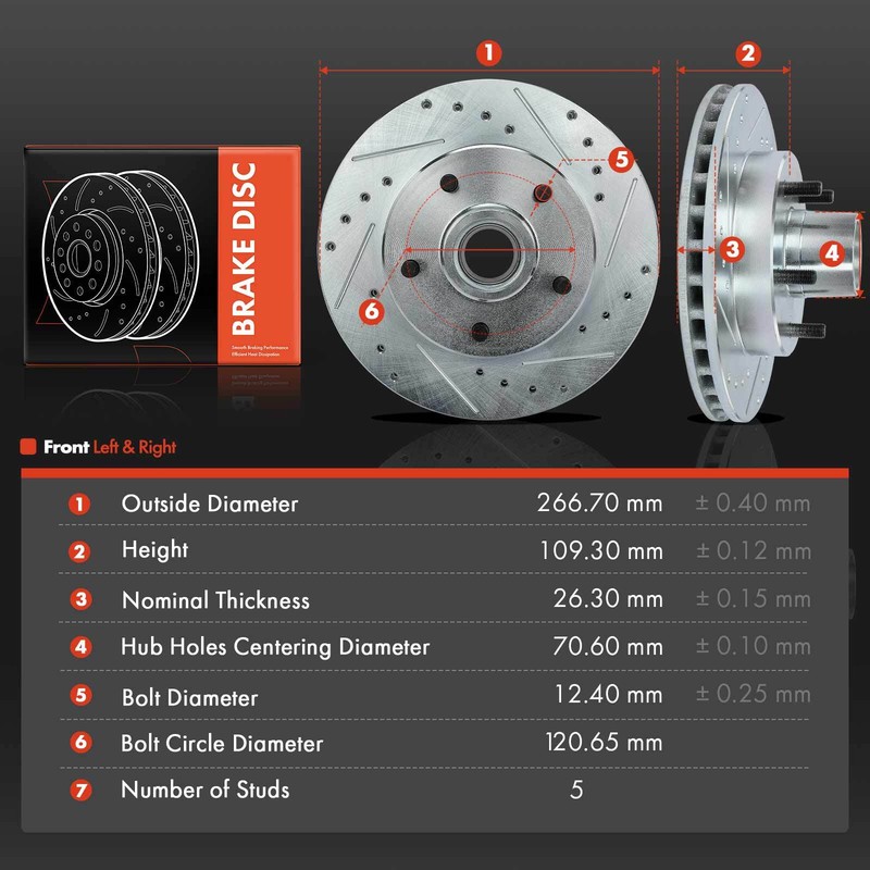 Front Side Drilled & Slotted Brake Rotors for Chevrolet Malibu S10 GMC S15 Jimmy gallery