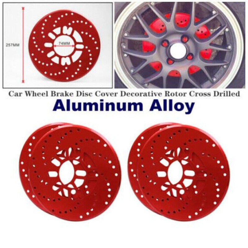 4PCS Aluminium Car Wheel Brake Disc Cover Vehicle Decorative Rotor Cross Drilled