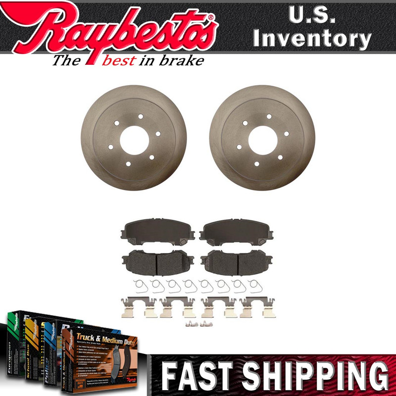 Rear Brake Rotors & Ceramic Brake Pads with Hardware For 2017-2019 Titan