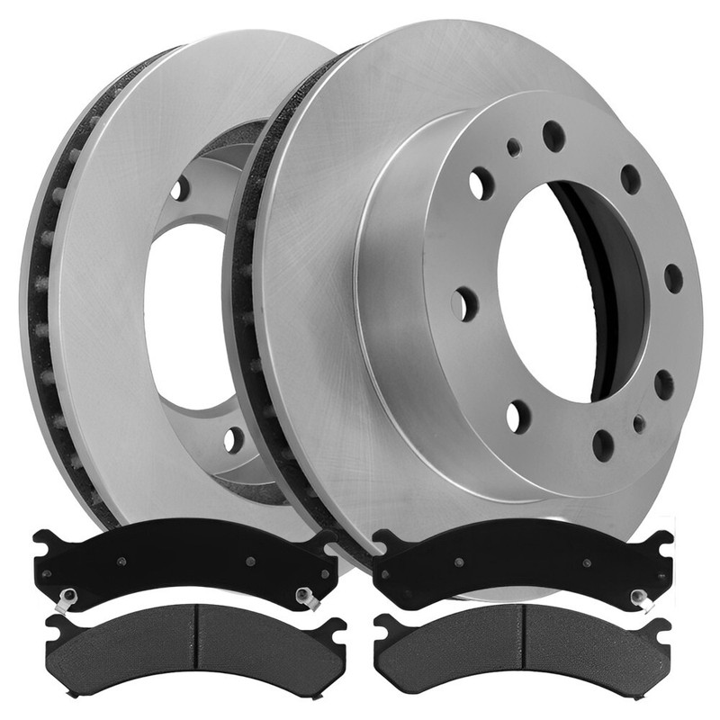 Front Vented Disc Brake Rotors & Ceramic Pads For GMC Savana 2500; Sierra 3500