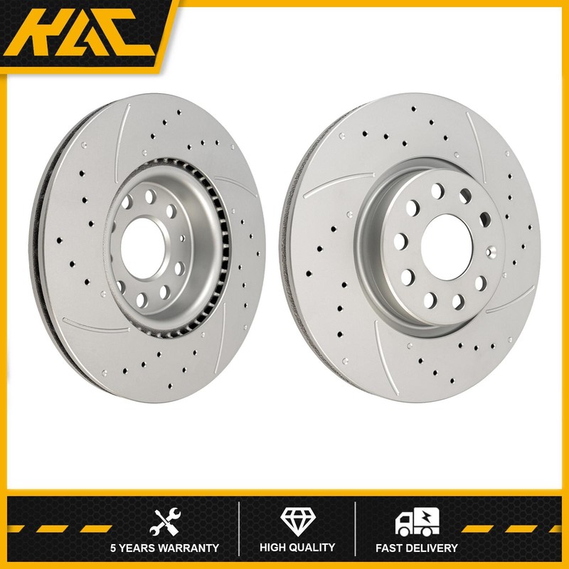 Front Drilled Slotted Rotors for 2012-22 VW Passat 2009-16 Tiguan 2022-23 Taos
