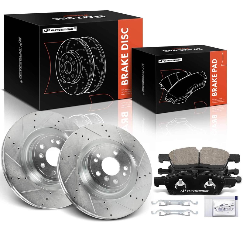 A-Premium 6x Front Drilled Brake Rotor & Brake Pad for Mercedes GL350 ML400 W166