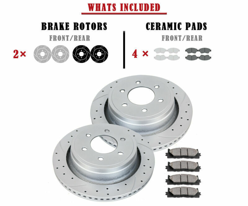 Rear Brake Rotors and Pads Kit fit for Ford F-150 6-LUG Lincoln Mark LT Drilled gallery