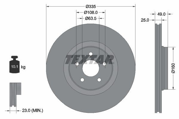 2x Brake Discs Set Front Externally Vented Coated For Ford Focus TEXTAR 92317805 gallery