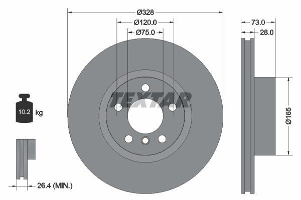 2x Brake Discs Set Front Internally Vented Coated Fits BMW X3 X4 TEXTAR 92257105 gallery