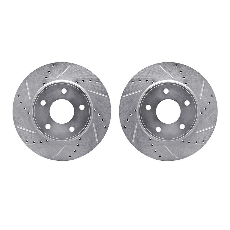 Dynamic Friction 7002-67000 DFC Brake Rotors – Drilled & Slotted – Silver