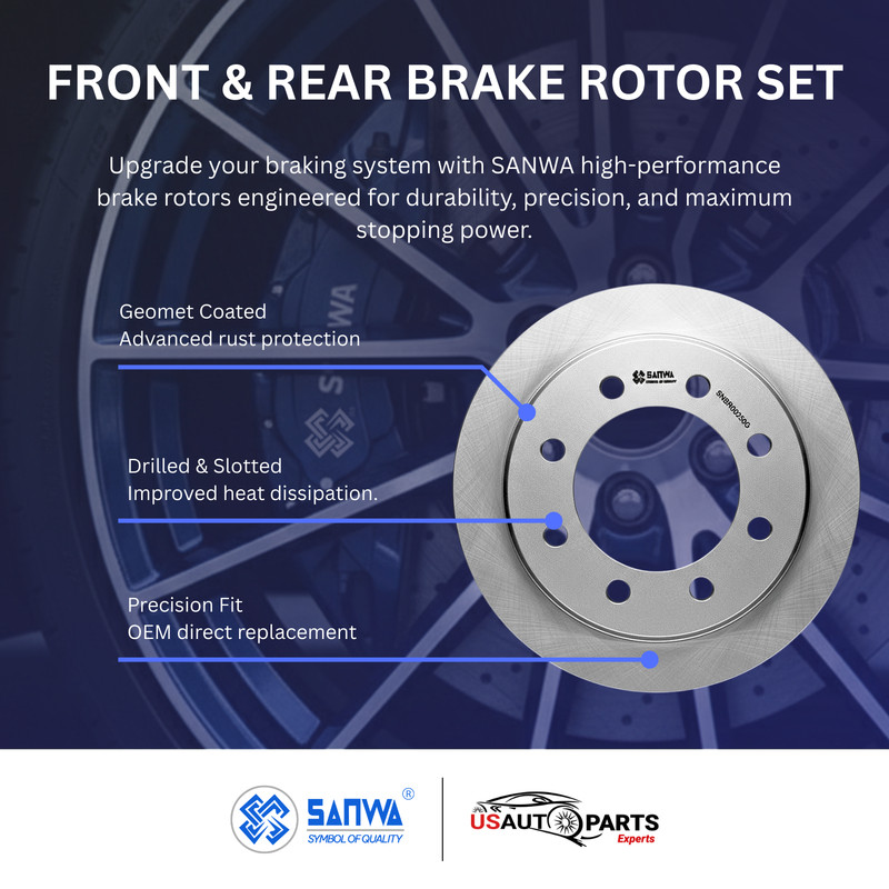 FRONT & REAR BRAKE ROTOR SET GEOMET COATED FOR CHEVROLET EXPRESS 3500 1999-2016 gallery