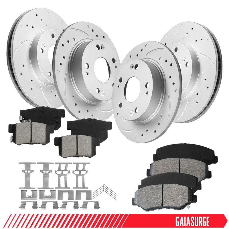 Front Rear Drilled Brake Rotors and Brake Pads for 2013 – 2015 Civic ILX Civic