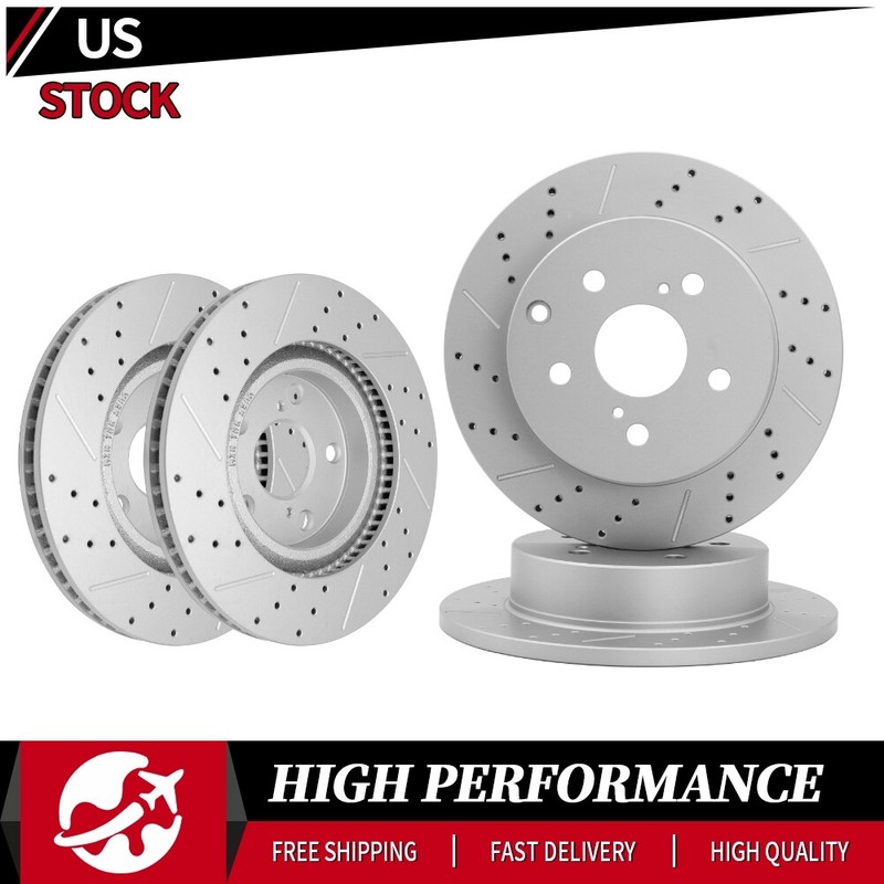 Front Rear Drilled Disc Brake Rotors For 2006 – 2018 Toyota RAV4