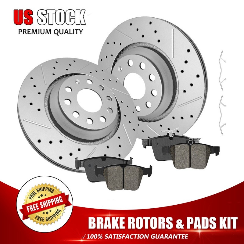Rear Brake Rotors Ceramic Pads For 2015-2019 Audi S3 A3 Volkswagen Golf R Arteon