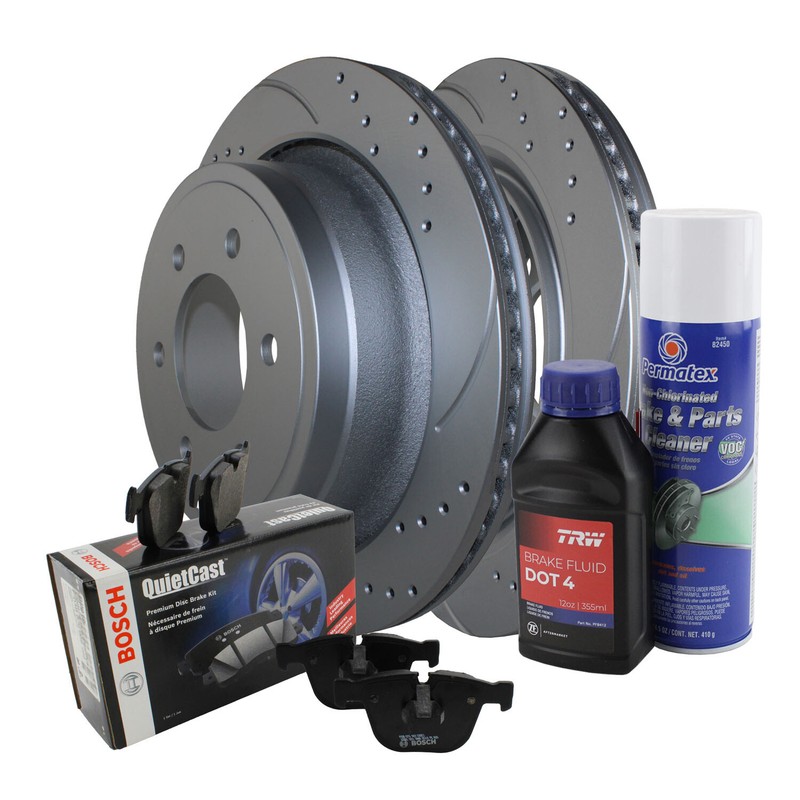 Rear Brake Kit 348mm Drilled Rotors TRW Pro Ceramic Pads For Ford F-150 ’12-’19