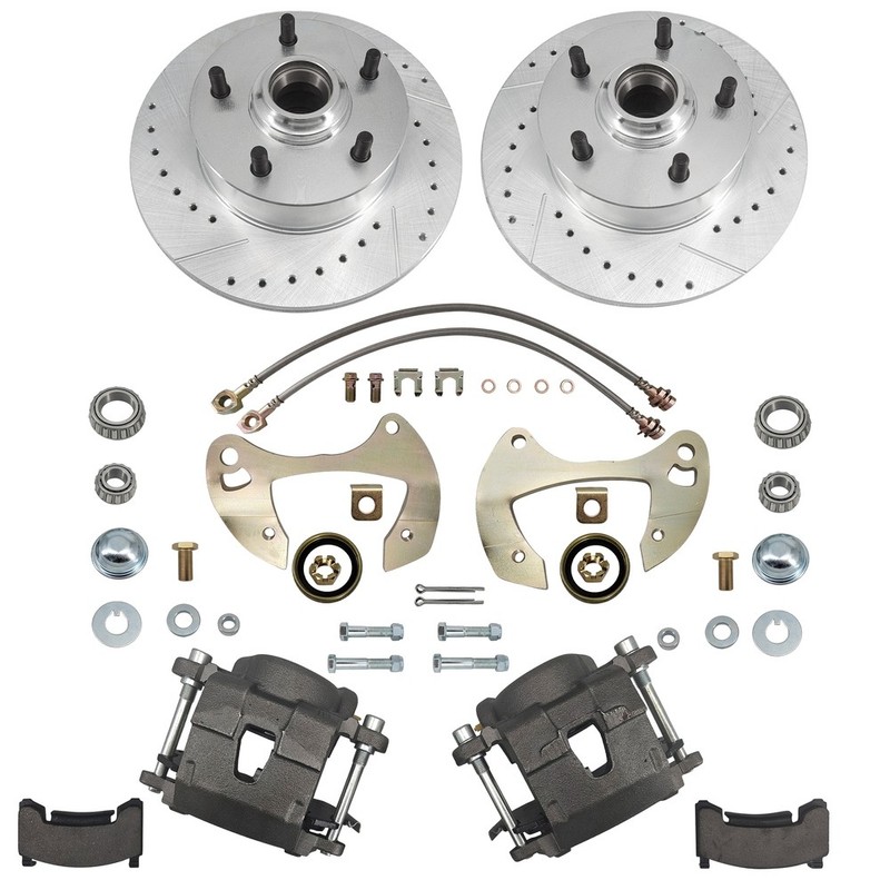 11in Front Deluxe Brake Kit Drilled/Slotted for 57-57&59-64 Chevy Full-size Car