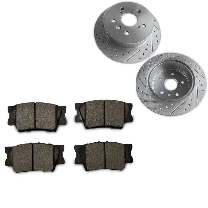 fit 2012-2017 Toyota Camry 2.5L 3.5L Rear Drilled Rotors + Ceramic Brake Pads