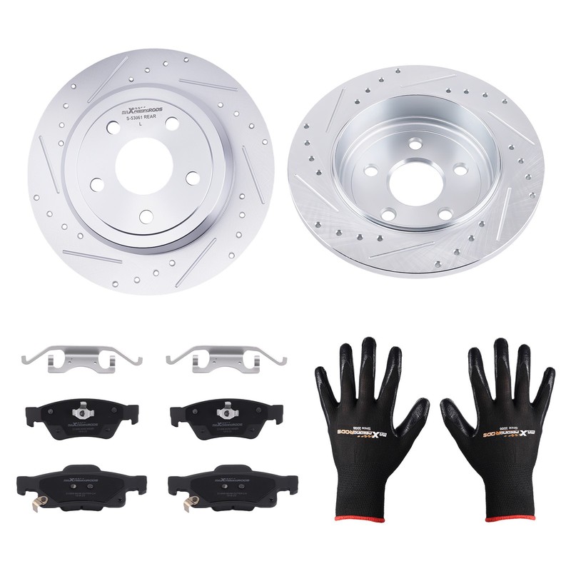 Rear L&R Brake Rotors+Ceramic Brake Pads Kit for Dodge Durango 2011-2020 S-53061 gallery