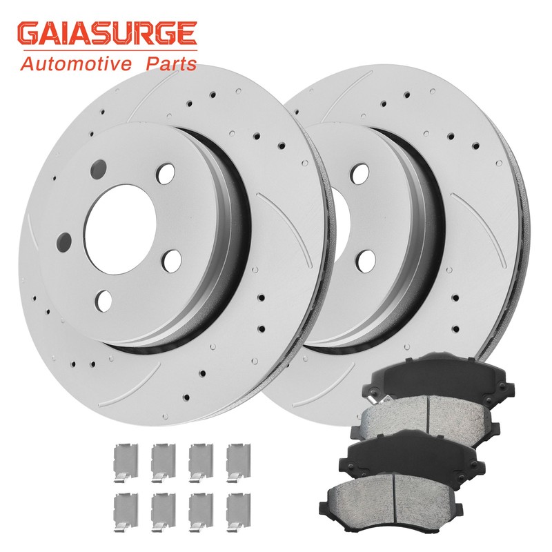 Front Drilled Brake Rotors Ceramic Pads for 2008 -2012 Dodge Nitro Jeep Liberty