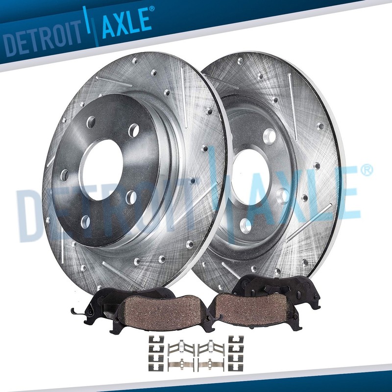 Rear Drilled Disc Brake Rotors and Brake Pads Kit for 2010 – 2013 Suzuki Kizashi