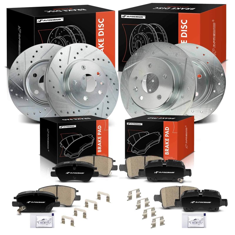 A-Premium Front & Rear Drilled Brake Rotors & Ceramic Pads for Chevy Cruze Volt