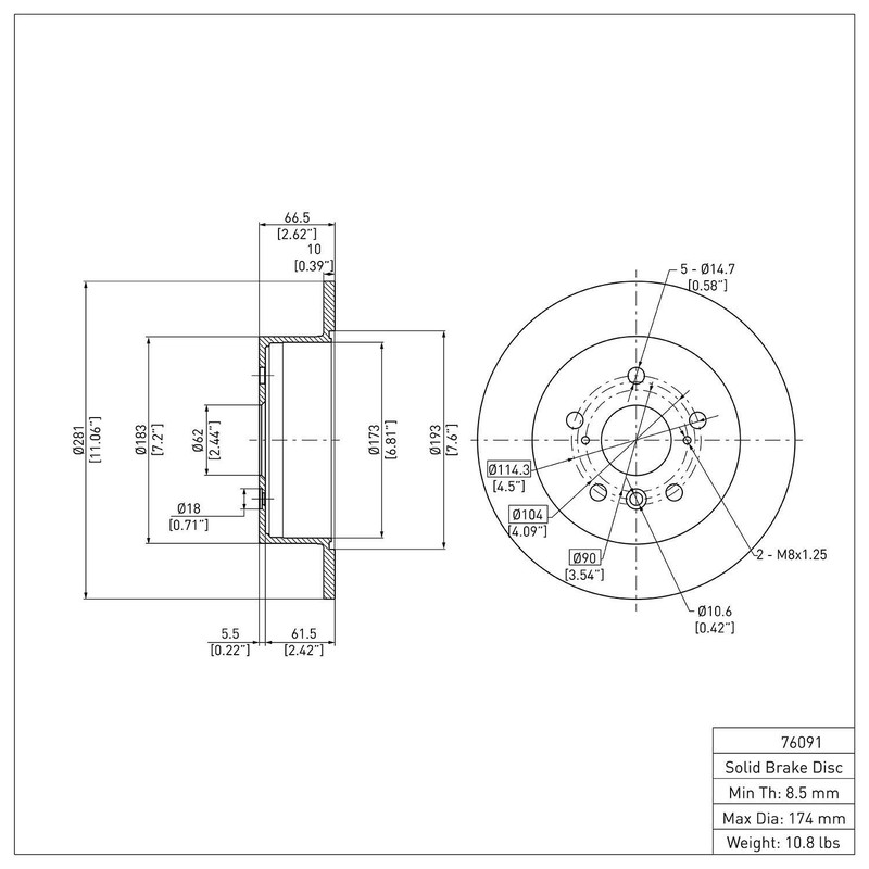 Dynamic Friction 600-76091 Disc Brake Rotor For 12-18 Avalon Camry ES300h ES350 gallery