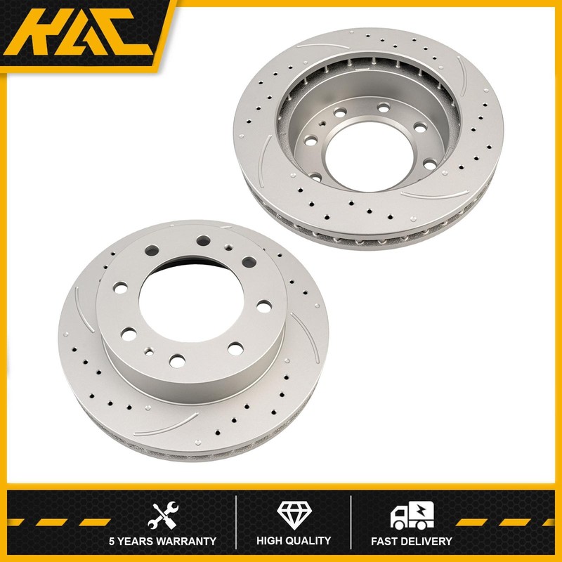 2x Front Drilled & Slotted Brake Rotors For 2001-2010 GMC Sierra 2500 HD 580000