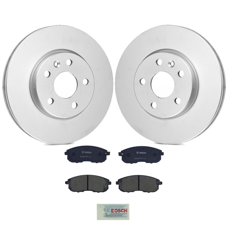 Bosch 2 Front Vented Rotor 296mm Ceramic Disc Brake Pads Kit For Nissan Auto CVT