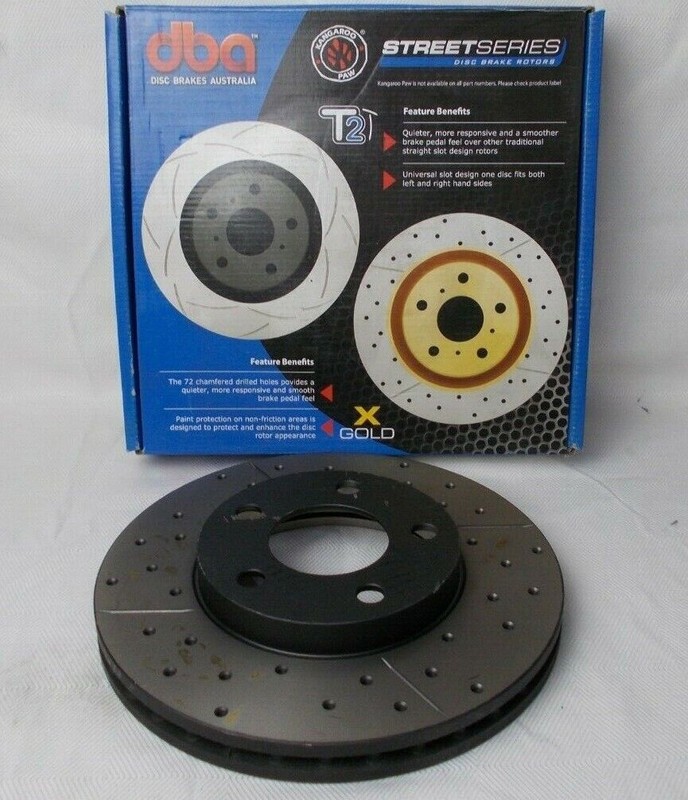 DBA Drilled & Slotted Street Series Rotor Front Black For; Ford Mustang 1994-04