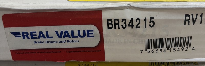 Disc Brake Rotor Front Real Value BR34215