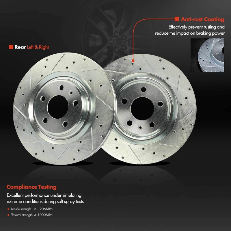 2x Rear Drilled Brake Rotor for Audi A4 allroad A4 Quattro A5 A6 Porsche Macan gallery