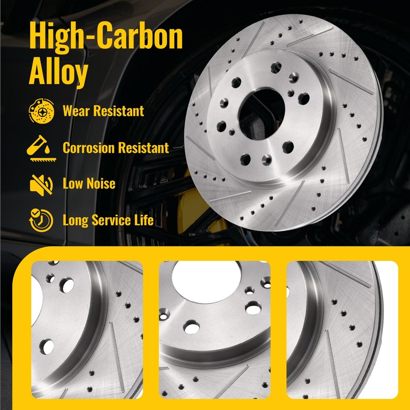 Front Drilled Rotors Brakes Pads for Silverado Sierra Yukon XL 1500 Tahoe 2007 gallery