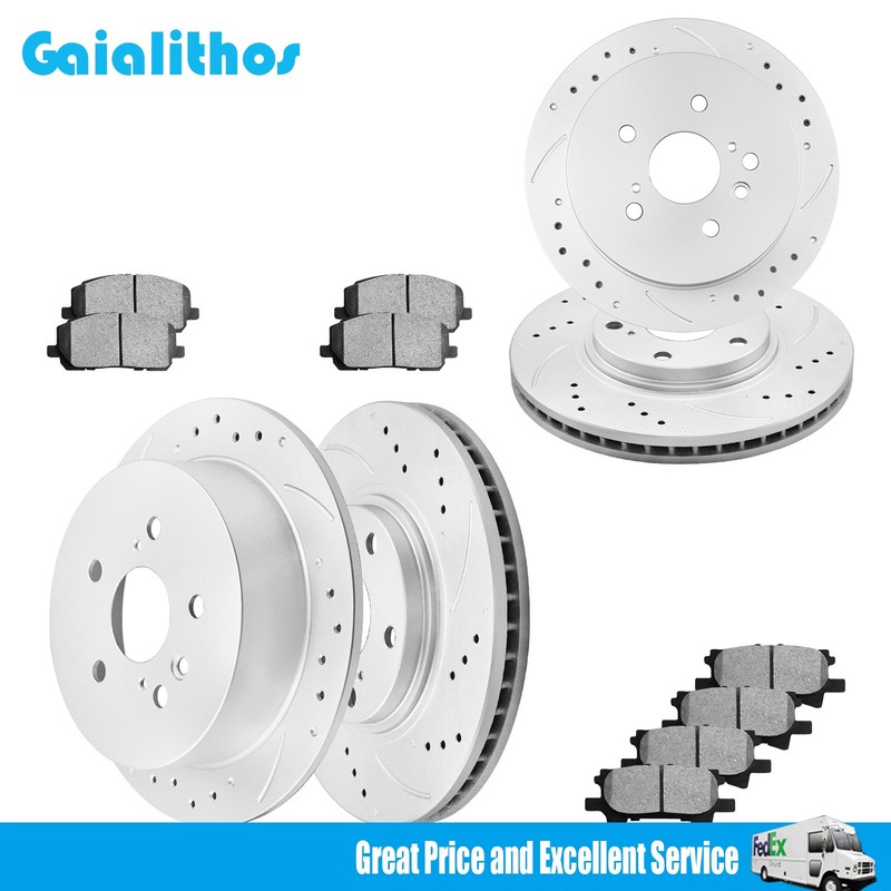 Front & Rear Disc Rotors + Ceramic Brake Pads for 2004 – 2007 Toyota Highlander