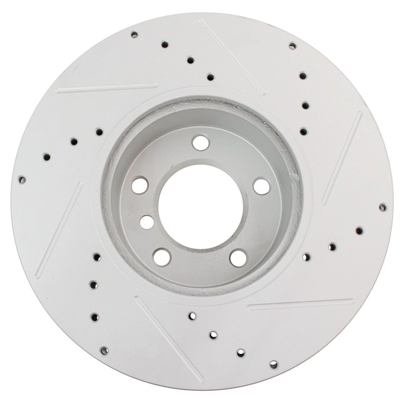 TRQ Performance Brake Rotor Drilled & Slotted Coated Front Pair for BMW gallery
