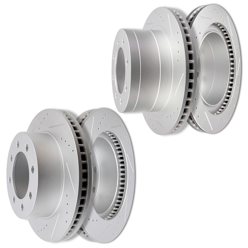 Front & Rear Drilled Slotted Brake Rotors Silver Set of 4 for Dodge Ram 1500 V8