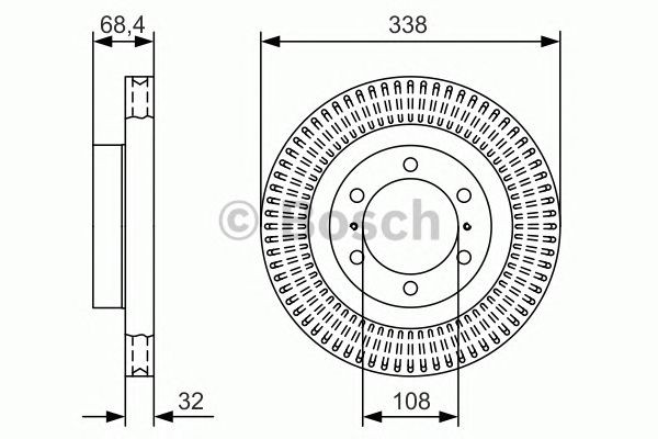 Bosch Brake Disc Single Front 338mm 108mm Vented 32mm 0986479A65