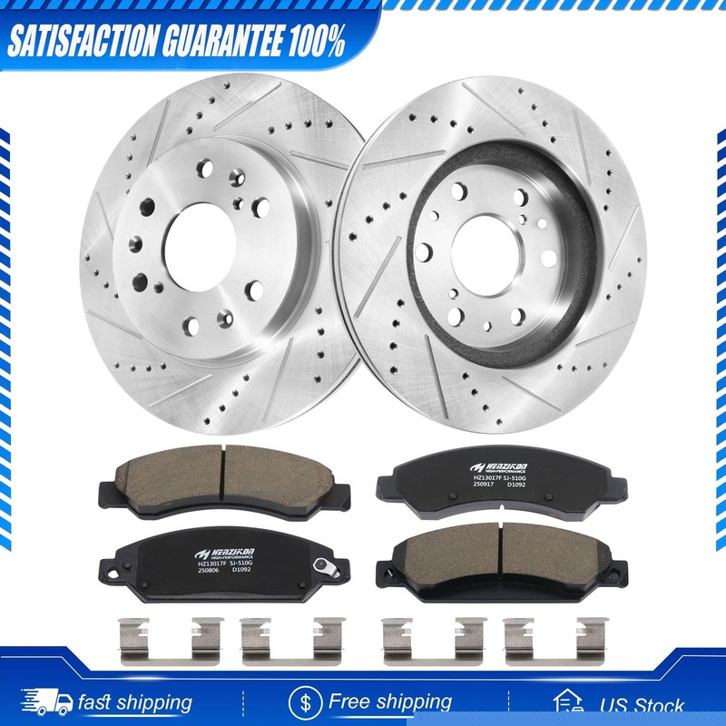 Front Drilled Rotors Ceramic Brake Pads for Toyota Highlander Sienna Lexus RX350